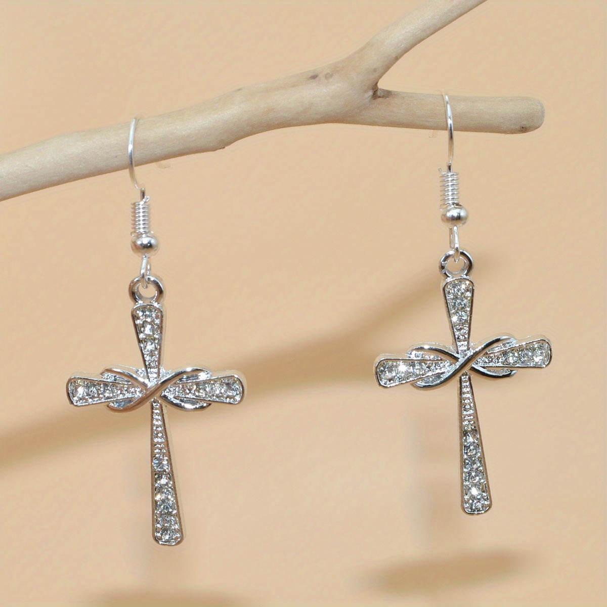 Rhinestone Cross Earrings Men Drop Earrings Party Jewelry Temu