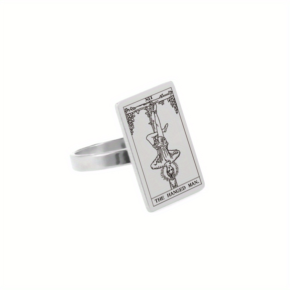 Stainless Steel Tarot Cards Ring Amulet for Men