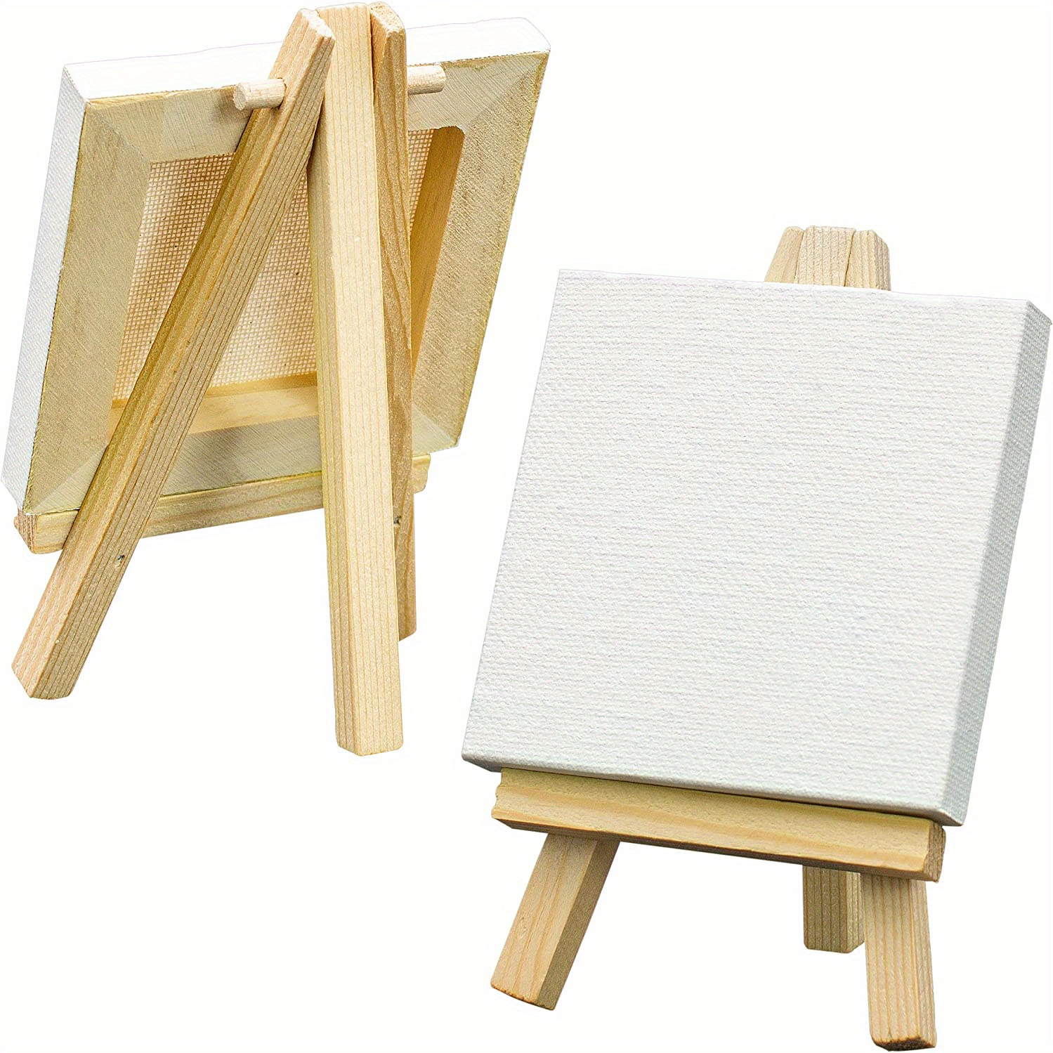 Caballetes de madera o tableros de pintura con lienzo blanco