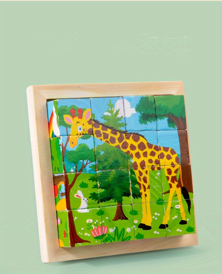 Puzzle en blocs de bois pour tout-petits de 1 à 3 ans, jeux d'éducation  précoce pour enfants d'âge préscolaire, puzzle d'animaux en cube avec  plateau de rangement, puzzles à six cubes latéraux