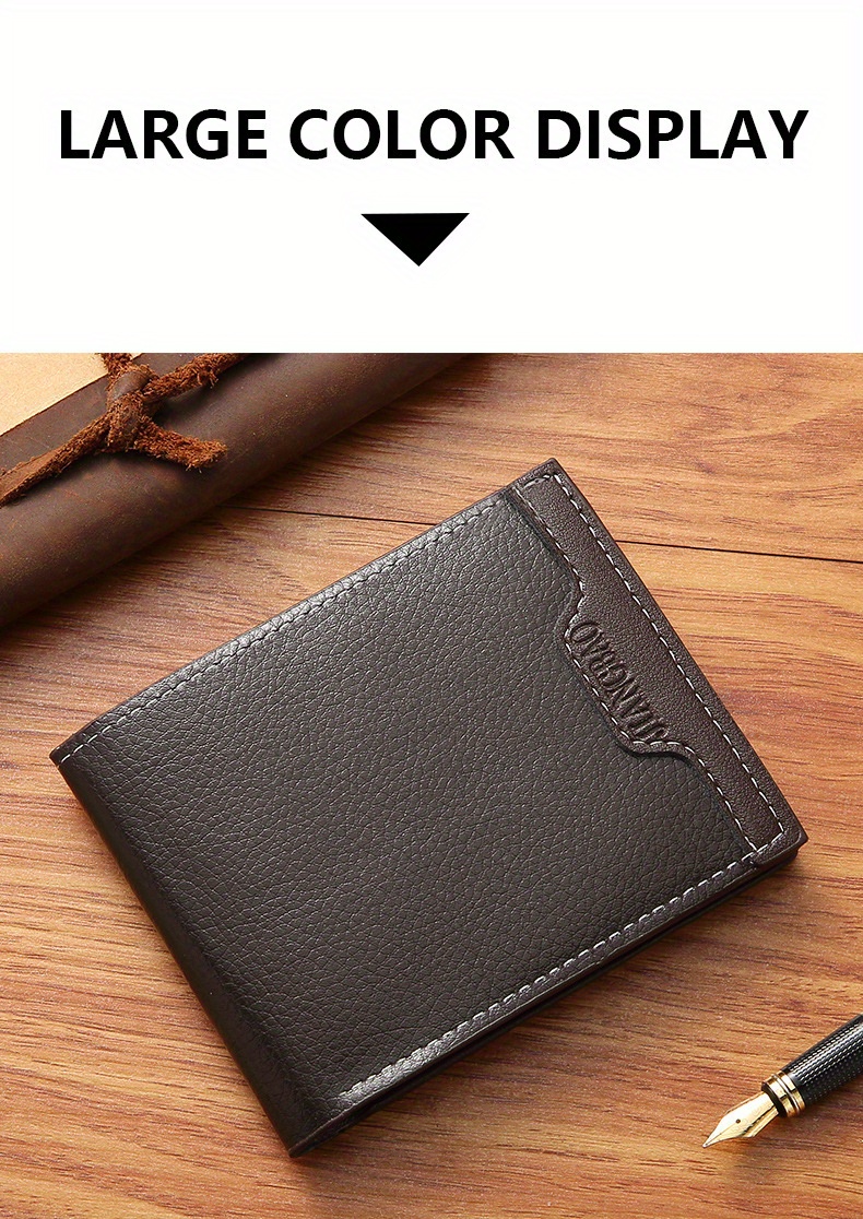 Men's Wallet Male Short Money Clip Male Youth Simple Fashion Multi-card  Lychee Pattern Horizontal Splicing Leather Clip - Temu