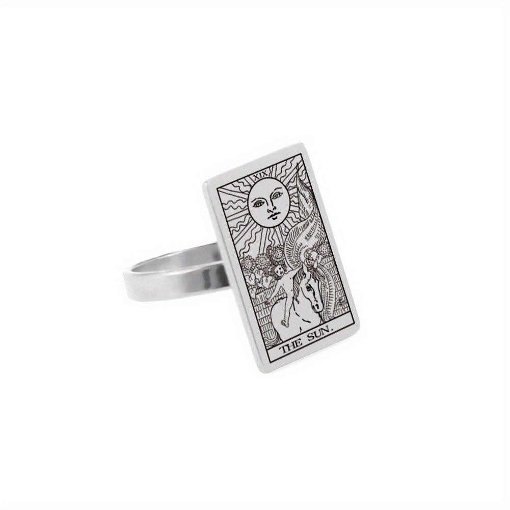 Stainless Steel Tarot Cards Ring Amulet for Men