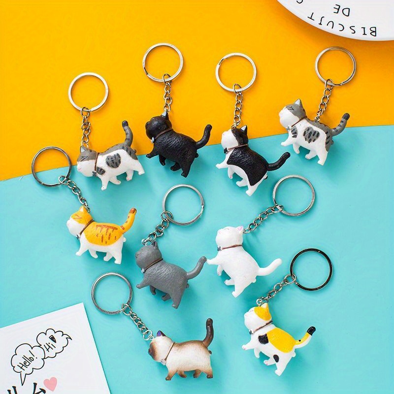 1pc Cartoon Cat Shaped Keychain Mens Creative Metal Animal Anime 