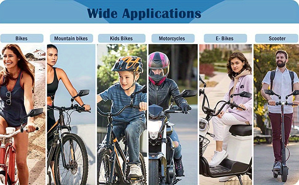 2pcs bike handlebar mirrors adjuatable wide angle rear view 360 rotatable safety glass design perfect for bicycle details 3