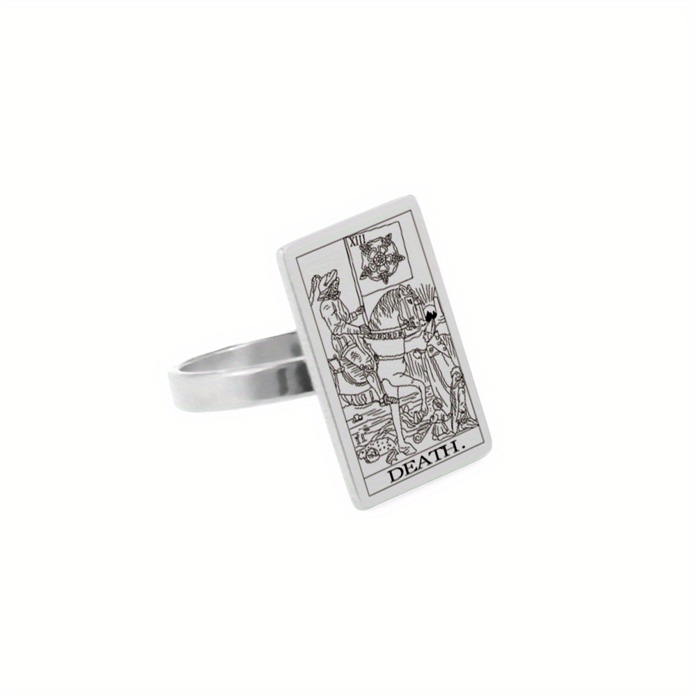 Stainless Steel Tarot Cards Ring Amulet for Men