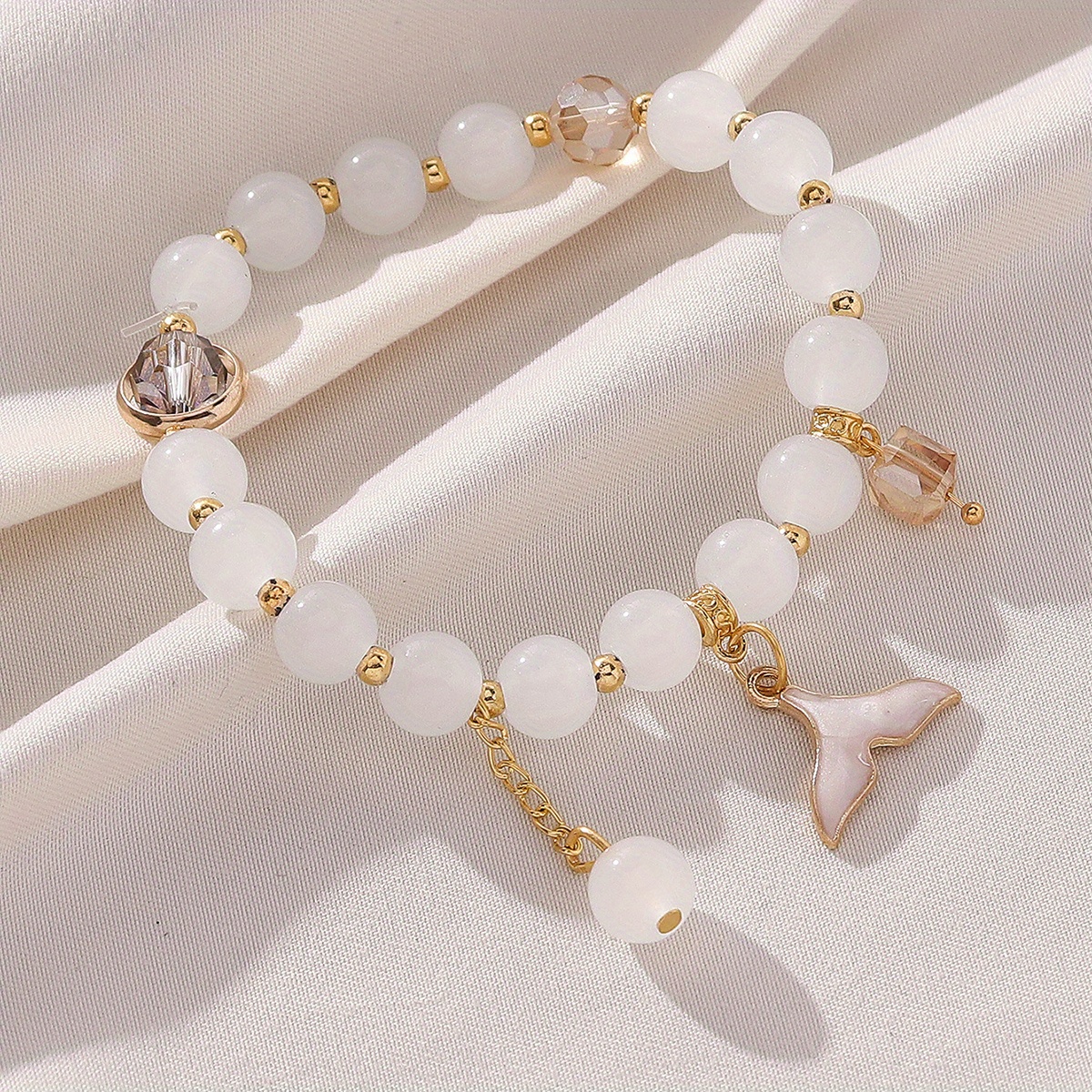 Y2k Style Mermaid Tail Shape Pendant Beaded Bracelet Elastic - Temu