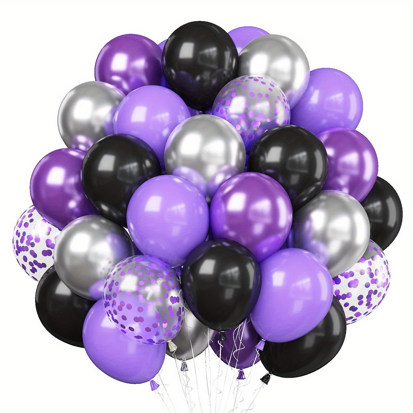 Palloncini Viola Neri 60 Pezzi Palloncini Compleanno Viola Argento