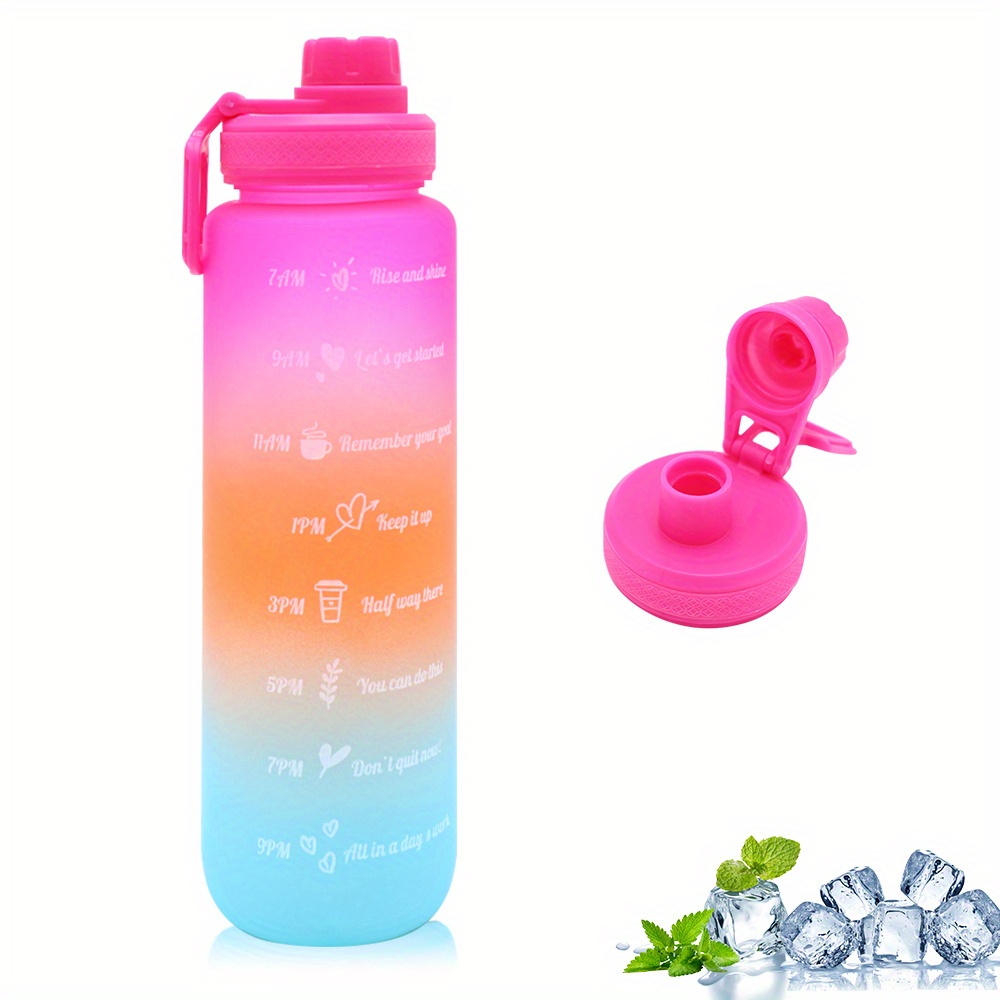 32oz Water Bottles with Straw, with Time Marker, Leakproof & BPA