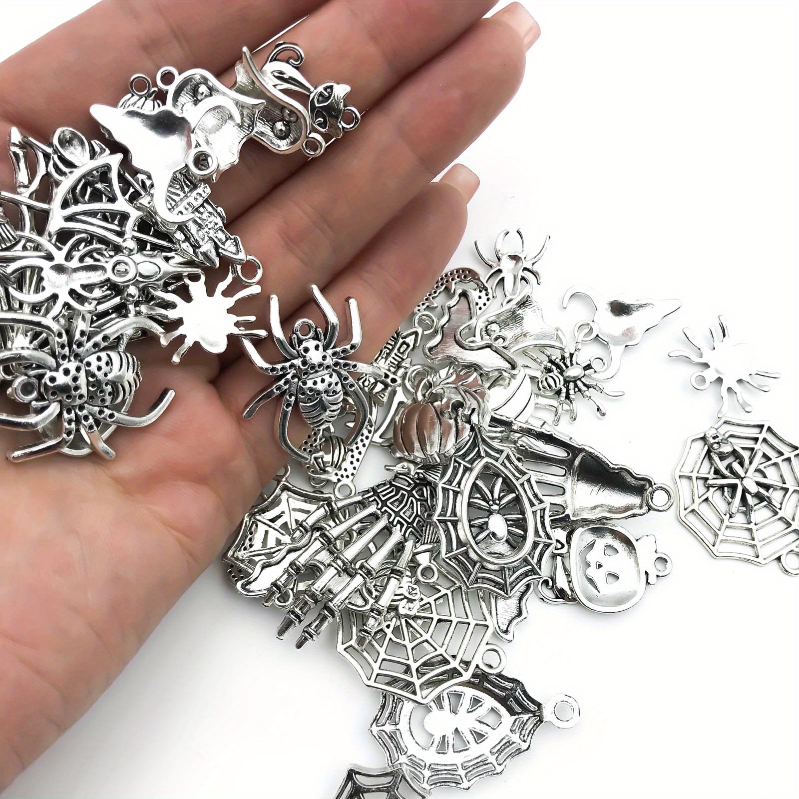   микс 50шт набор цинкового сплава антикварная серия на Хэллоуин, подвески в виде паутины, украшения для изготовления украшений своими руками, ожерелья, браслеты, серьги, детали для ювелирных изделий 5