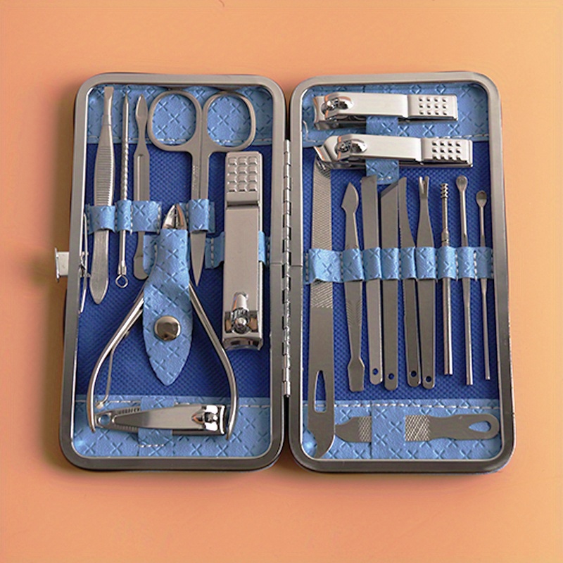 NAIL CLIPPER SET SMALL AND LARGE BLUE HANDLE