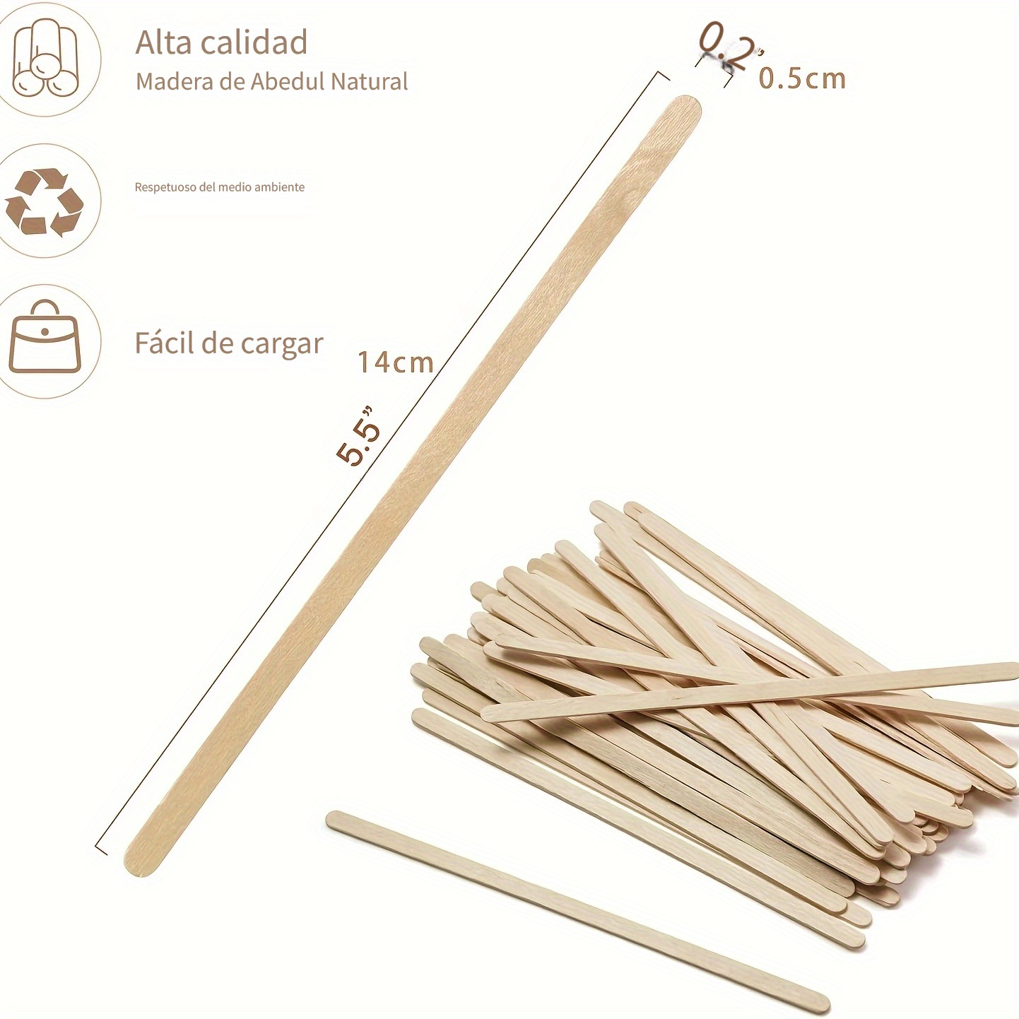  1000 palitos de café de madera de 5.5 pulgadas, desechables de  madera de abedul natural para café y cócteles : Hogar y Cocina