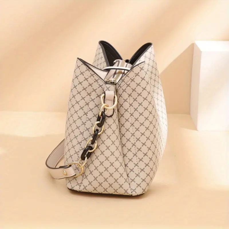 womens classic bucket bag vintage pattern shoulder bag all match trendy bag for work details 6
