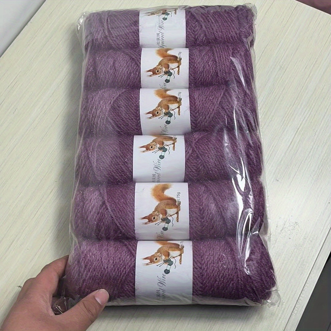 Image of 6 Groups Of 9 Taels Squirrel Velvet Bright Yarn Medium Coarse Yarn Knitted Baby Children's Sweater Jacket Scarf Adult Sweater Jacket Scarf
