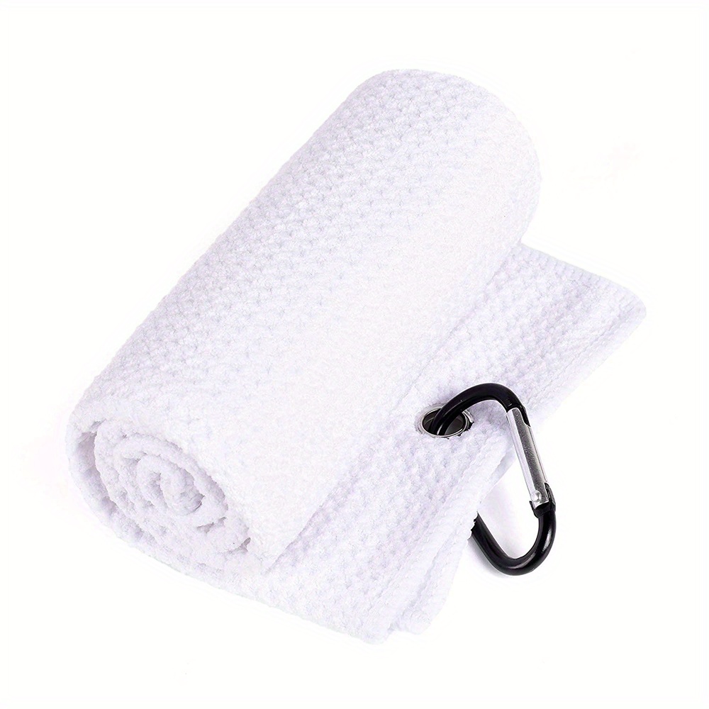 1pc Microfiber Waffle Golf Towel With Clip For Cleaning Clubs And Balls - 30×50cm