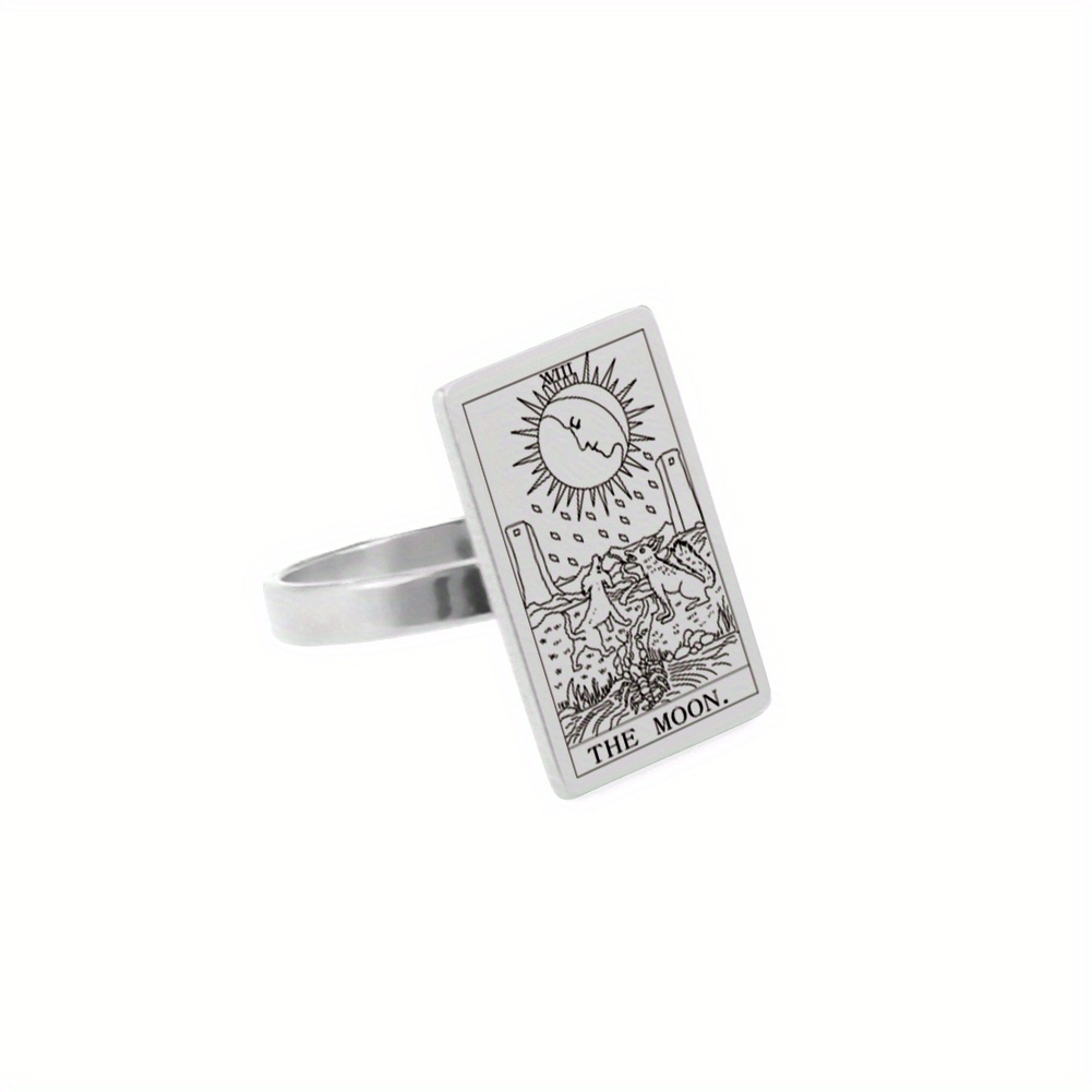 Stainless Steel Tarot Cards Ring Amulet for Men