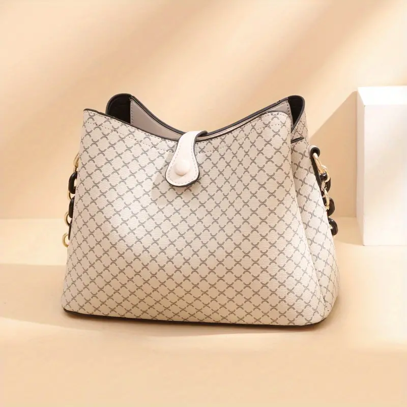 womens classic bucket bag vintage pattern shoulder bag all match trendy bag for work details 7