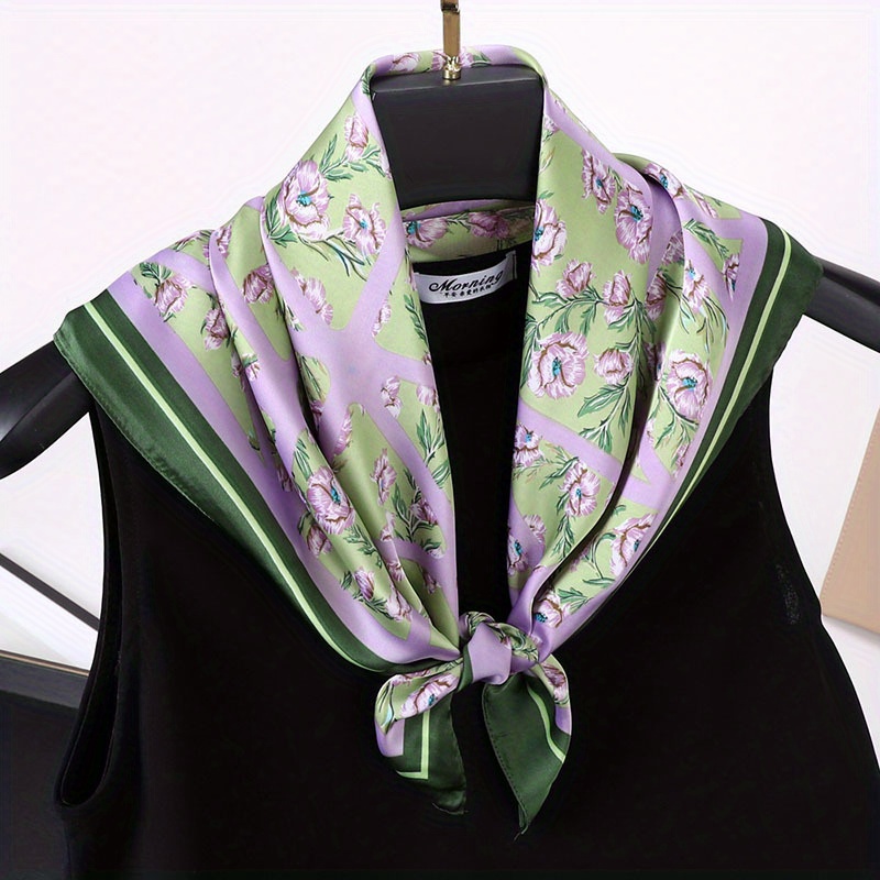 Houndstooth Print Satin Square Scarf Bandana Neckerchief Head Wrap