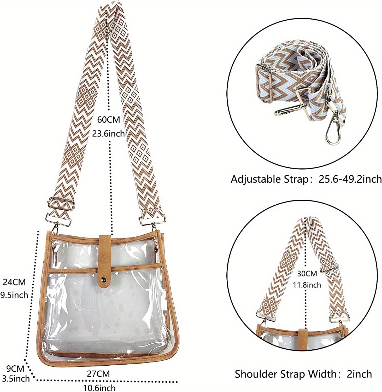 Stadium approved Clear Crossbody Bag With Adjustable Guitar - Temu