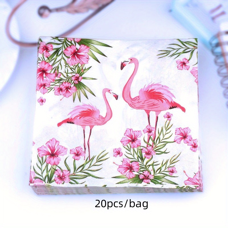 E-shop 20 Stück/Beutel, Rosa Flamingo Servietten, Tropische Flamingo Bunte Einweg-Papiertücher, Sommerstil Partyzubehör, Hochzeitsjubiläum