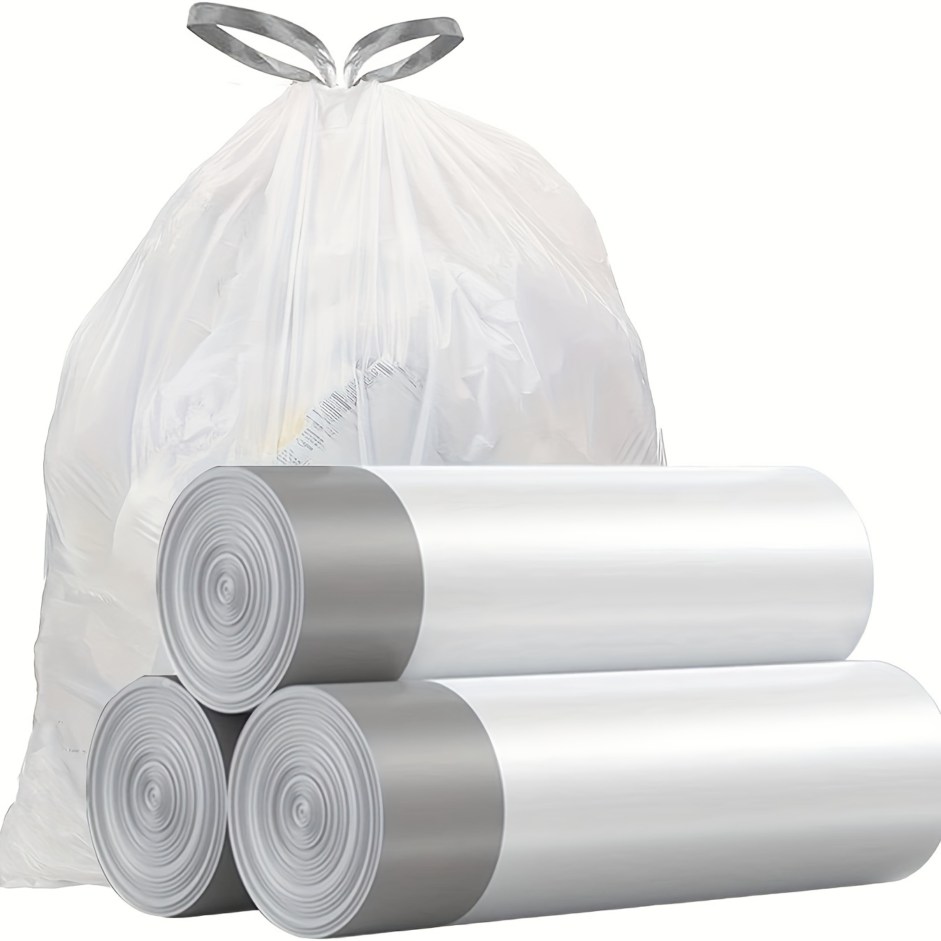 8 Gallon Trash Bags Drawstring, Strong Medium Kitchen Garbage Bag White  Trash Can Liners, 22 x 23, (34 Count)