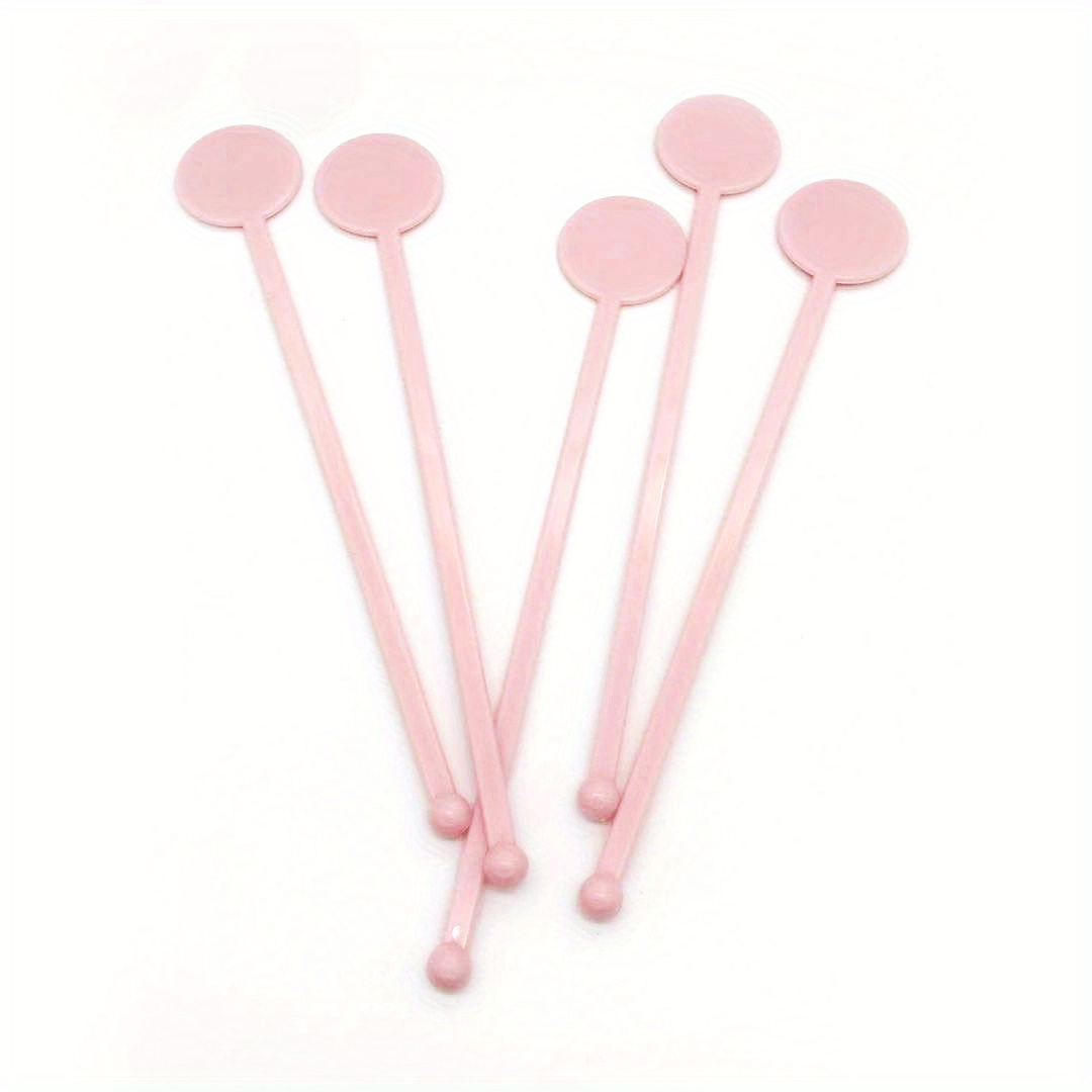 100PCS 7 Inch Cocktail Swizzle Sticks, Pink Disposable Disc Top Drink  Stirrers Plastic Coffee Beverage Mixing Rod for Home Bar Wedding Baby  Shower