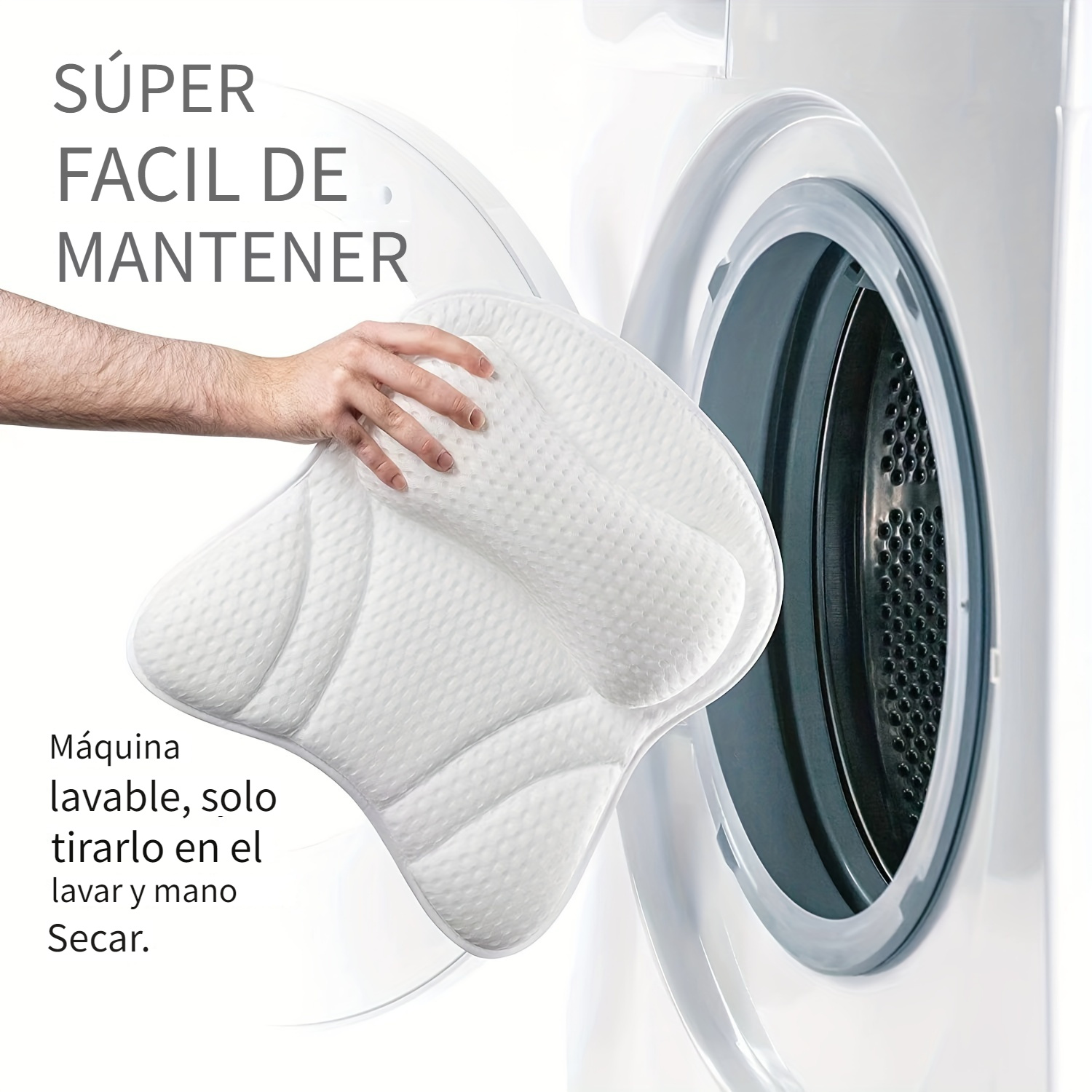 Almohada de baño para bañera, antideslizante con 2 ventosas grandes,  transpirable, suave, cómodo soporte para cabeza y cuello, lavable a máquina