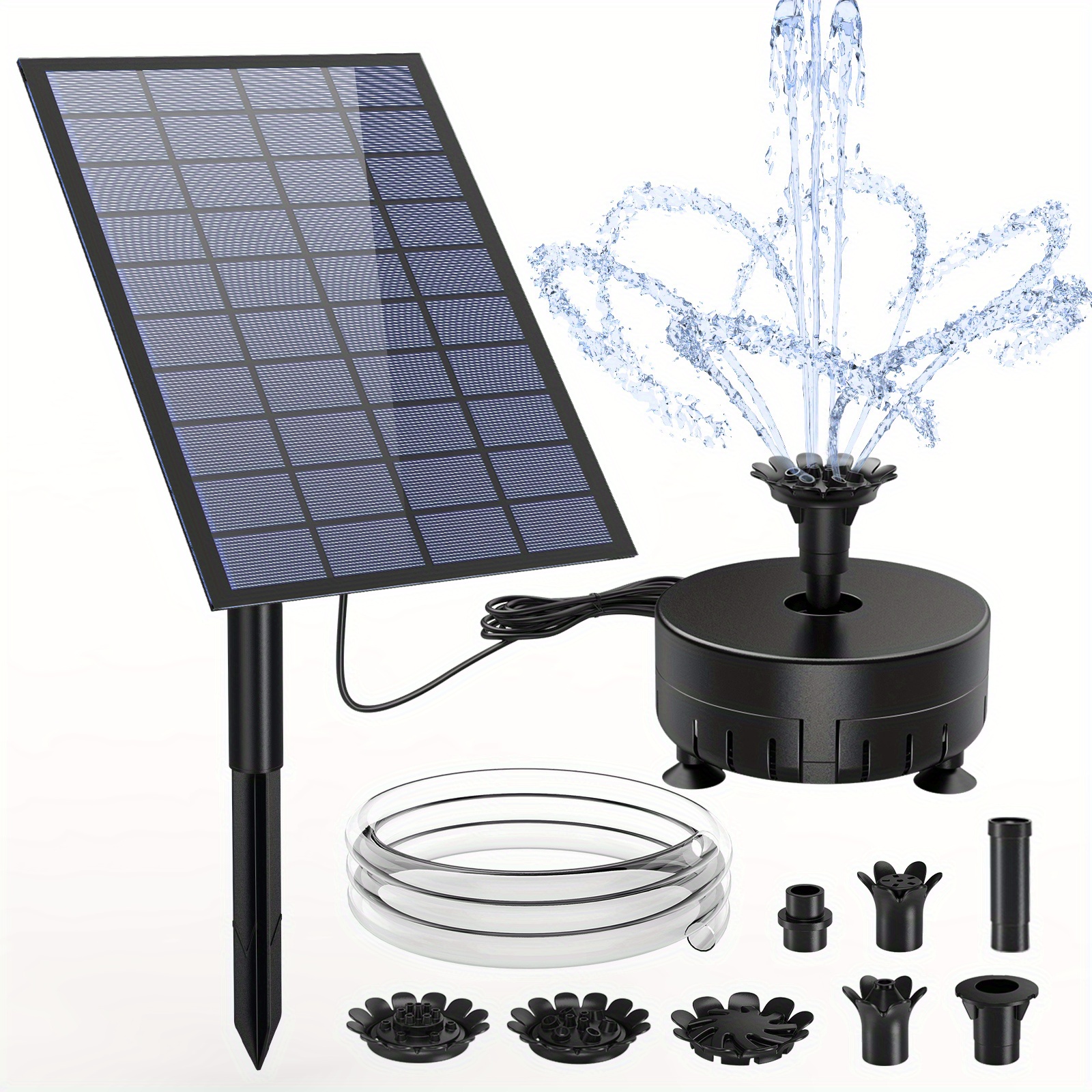 Bomba de fuente solar de 5W 5V con 9 boquillas Kit de bombas de agua solares  para jardín