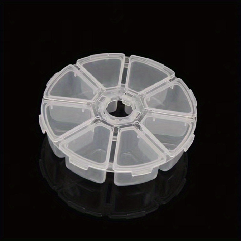 1pc Transparent Plastic Storage Box Round 8 Grids Beads Storage