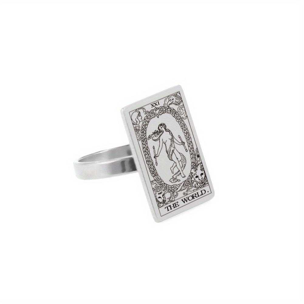 Stainless Steel Tarot Cards Ring Amulet for Men