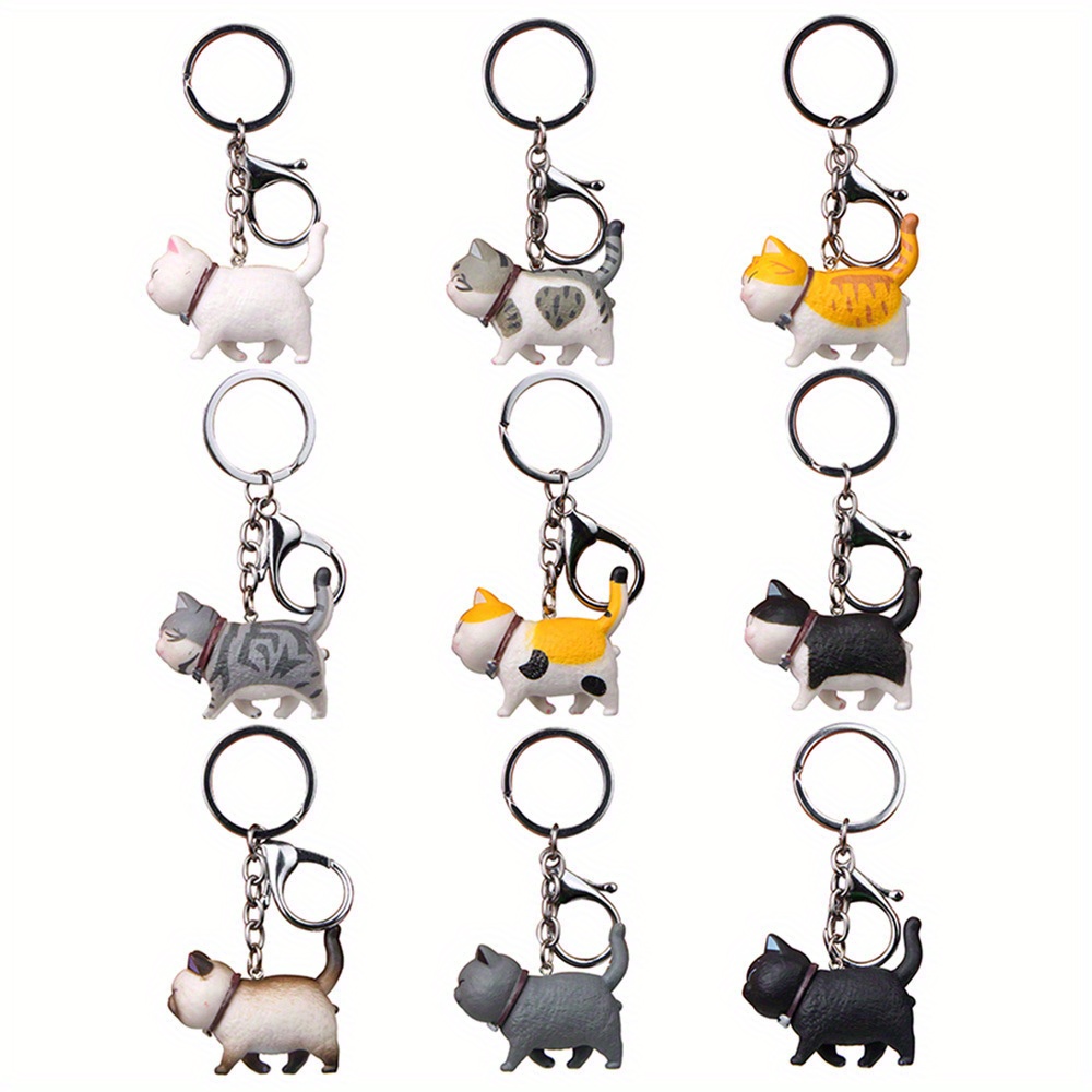 1pc Cartoon Cat Shaped Keychain Mens Creative Metal Animal Anime ...