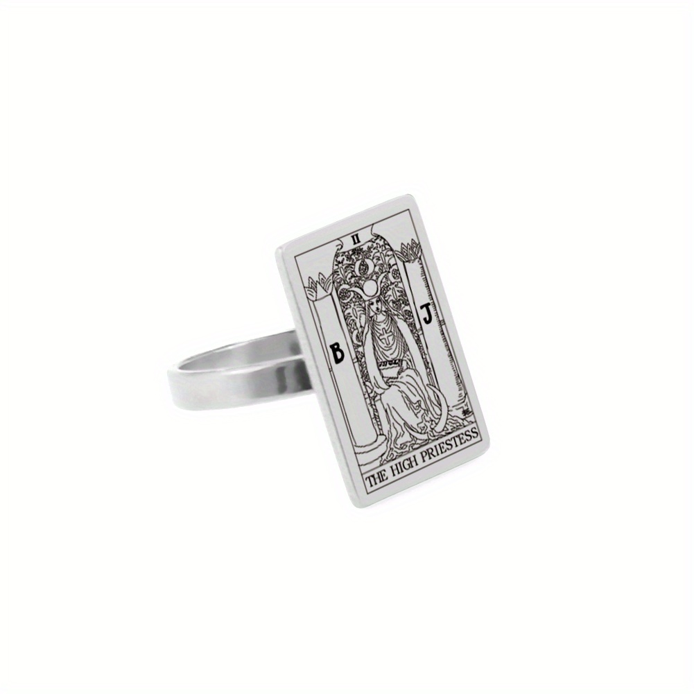 Stainless Steel Tarot Cards Ring Amulet for Men