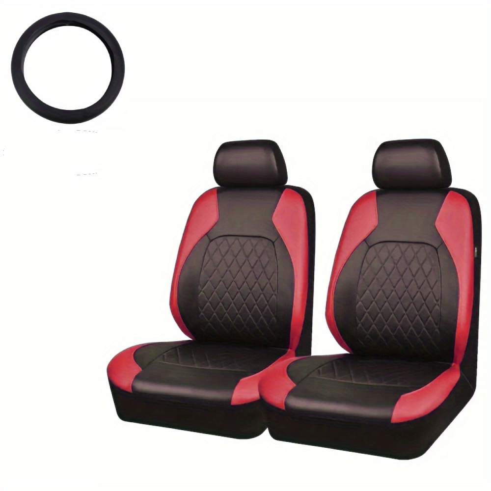 WANGIRL Sitzbezüge Auto Vordersitze 2 Stück, Autositzbezüge Leder Universal  Set, Kompatibel mit Den Meisten Limousinen und SUV (Schwarz Rot) :  : Auto & Motorrad