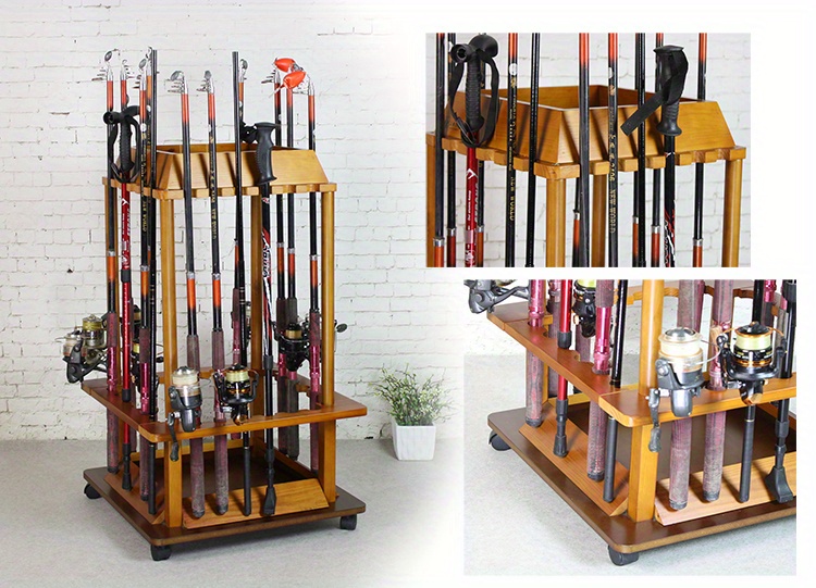 Premium Wooden Fishing Rod Holder Organize Display Fishing - Temu Austria