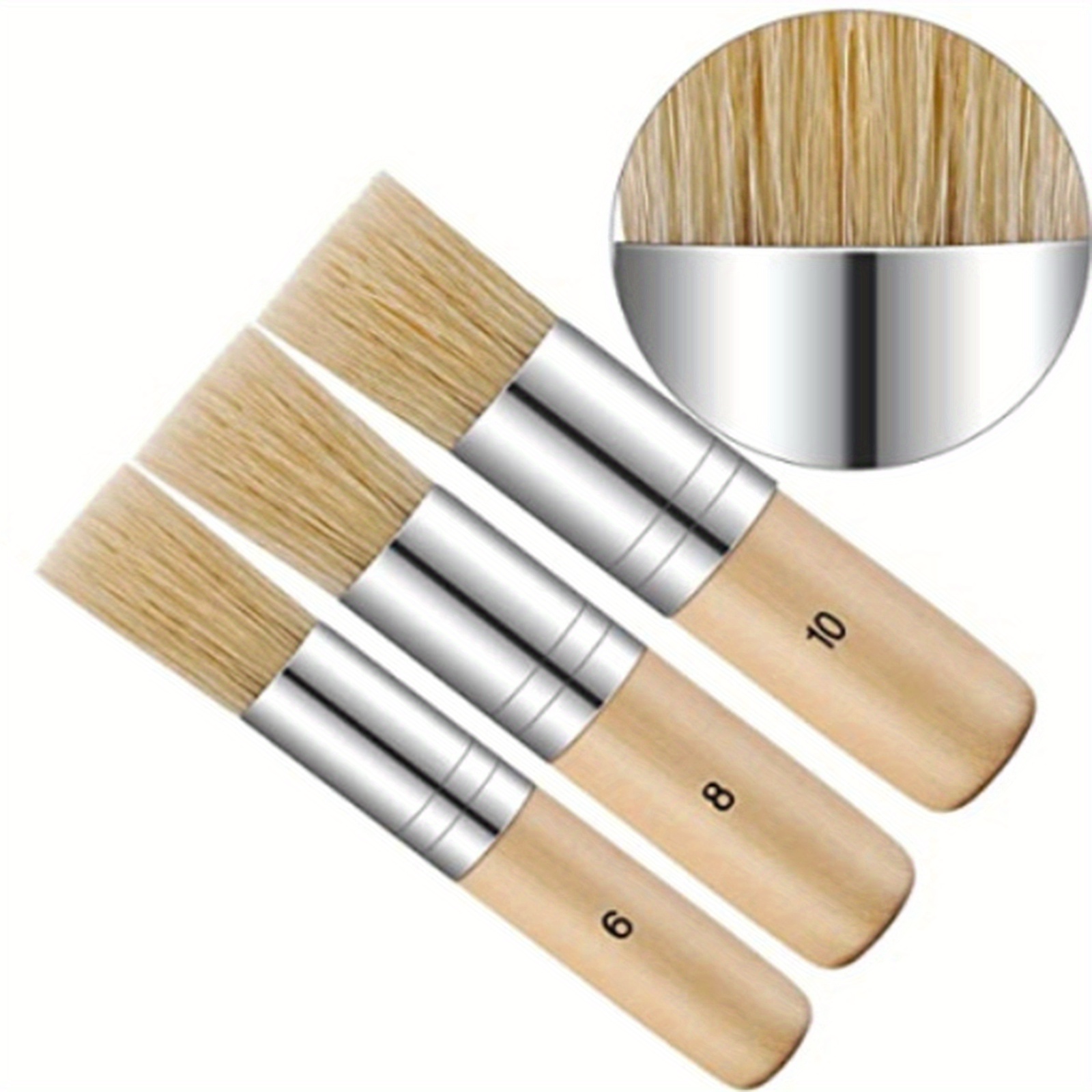 Diy Wooden Stencil Brush Pure Natural Bristle Paint Brush Temu