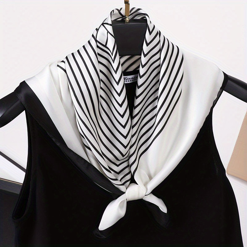 Houndstooth Print Satin Square Scarf Bandana Neckerchief Head Wrap