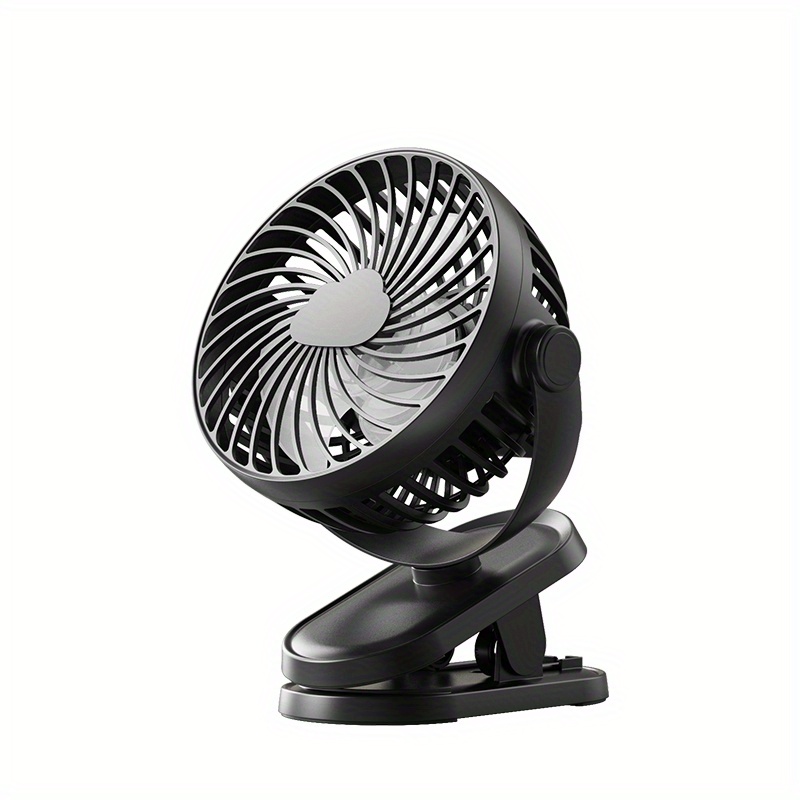 Tradineur - Mini ventilador recargable portátil con pinza, rotación 360º, 3  velocidades, silencioso, diseño compacto, 22 x 10,5