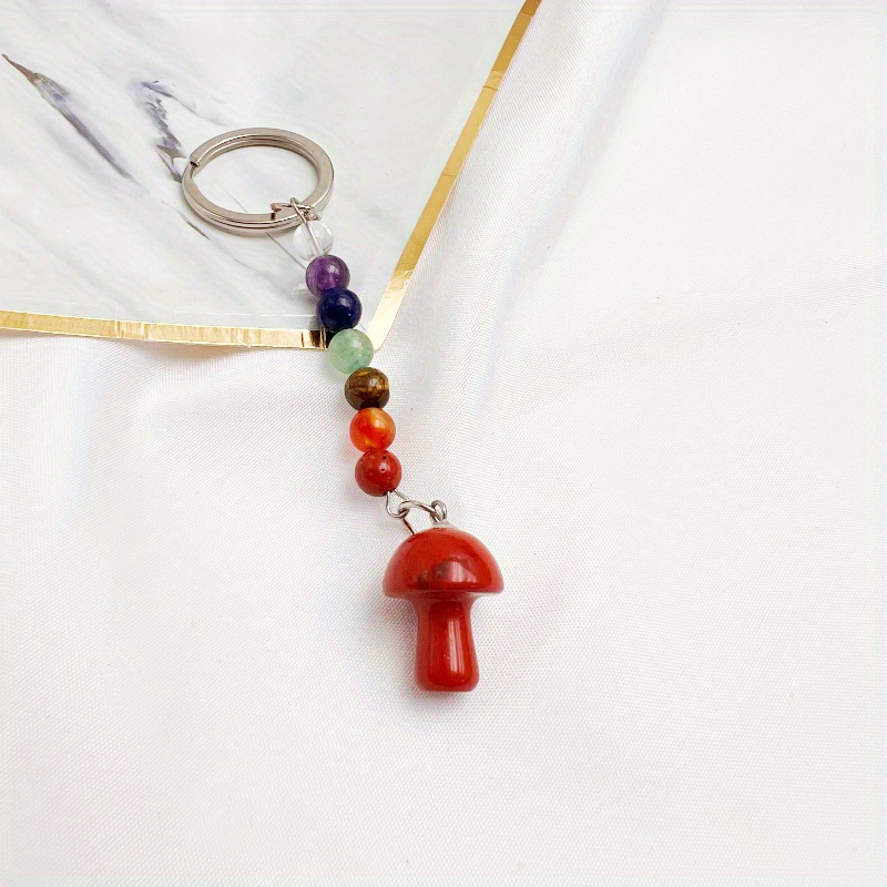 1 PC Natural Crystal Mini Mushroom Keychain Healing Crystal Key Chains for Men Gem Key Rings Stone Keychain Natural Stone Great Gift,Temu