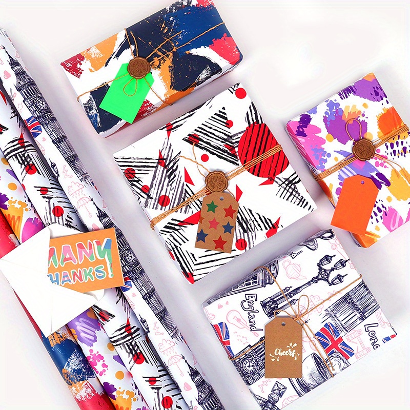 Cartoon Birthday Gift Gift Wrapping Paper, Abstract Art Wrapping Paper Set,  White Kraft Paper, Toy Wrapping Paper, Graduation Season Supplies, Festival  Supplies, Thickened Gift Wrapping Paper, Holiday Party Gift Wrapping Paper 