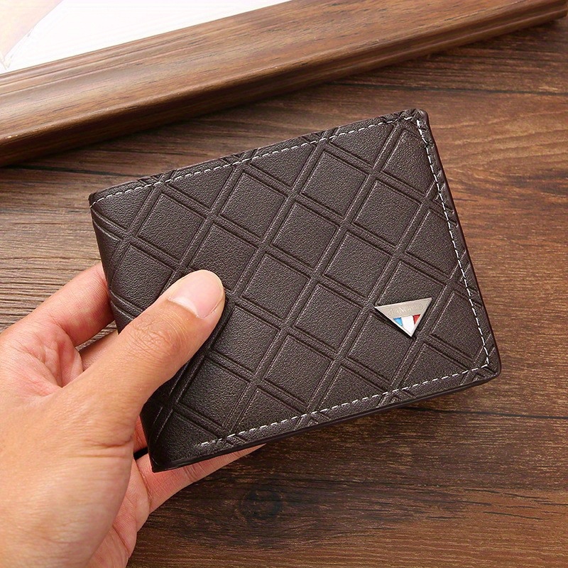 Large Capacity Plaid Wallet Fashion Casual Men's Wallet Pu Leather Wallets  - Temu