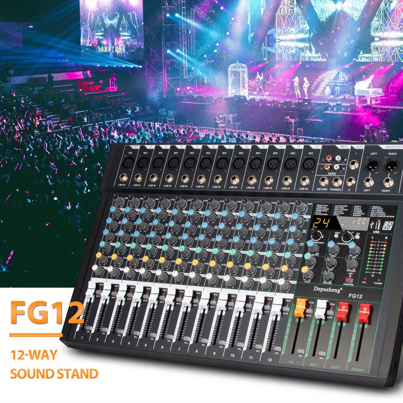 Depusheng Mixer De Áudio Profissional De 8/12 Canais Console De Mesa