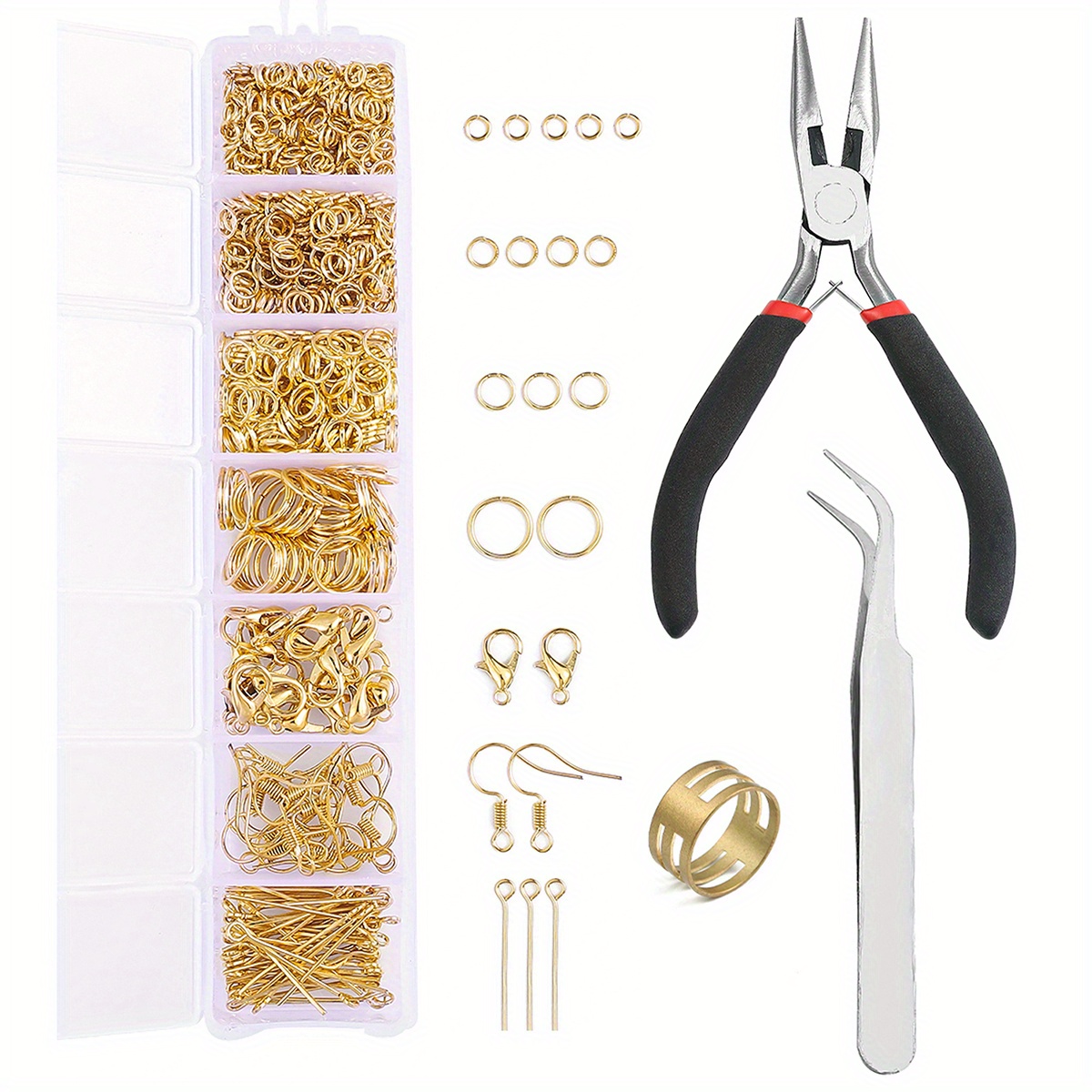 EuTengHao Jewelry Making Supplies Kit Jewelry Repair Tool Set with Jewelry  Pliers Beading Wires Open Jump Ring Lobster Clasps Necklace Cord Ribbon  Ends Jewelry Findings Making for Jewelry DIY Supplies