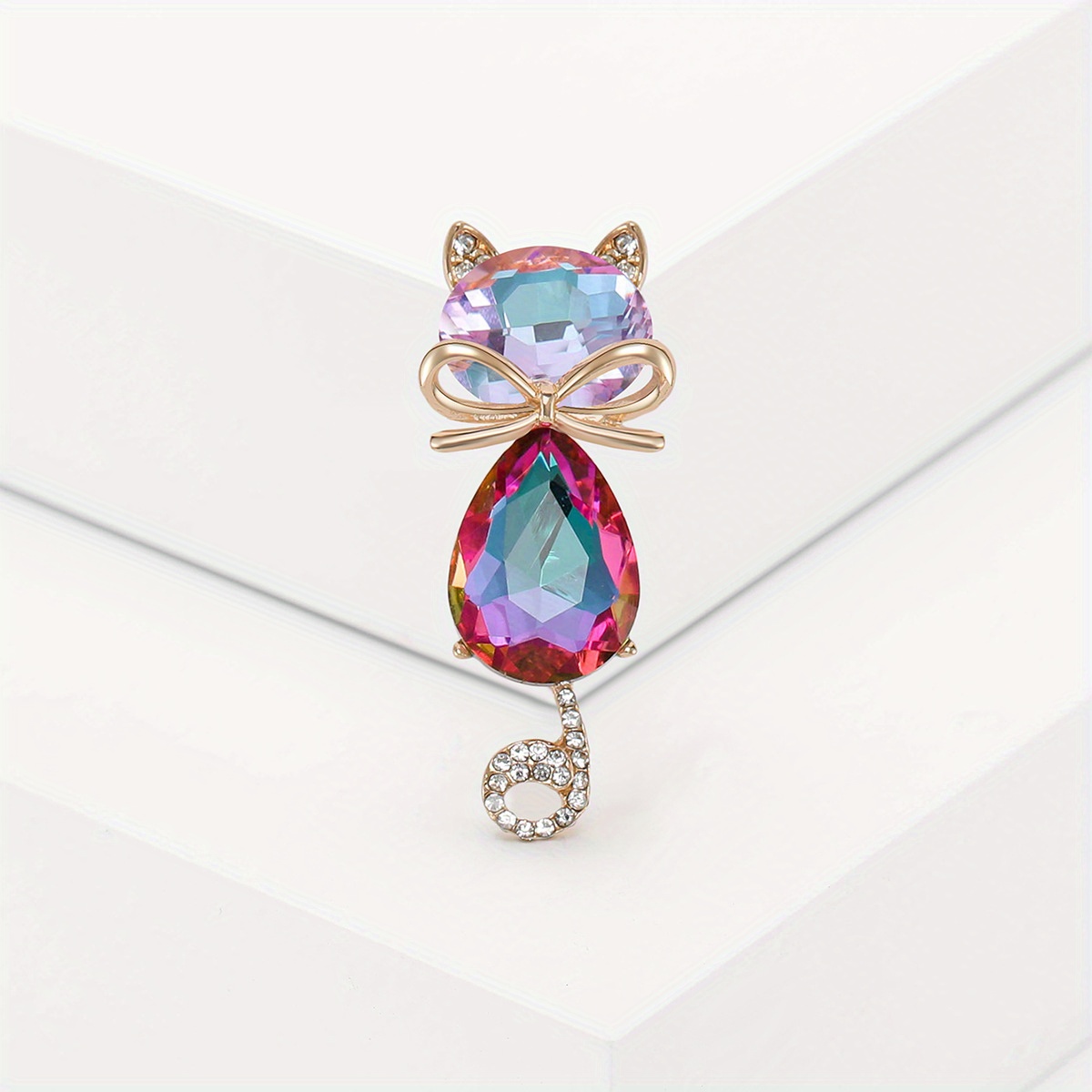 Crystal Cat Shape Brooch, Kitten Waist Pin