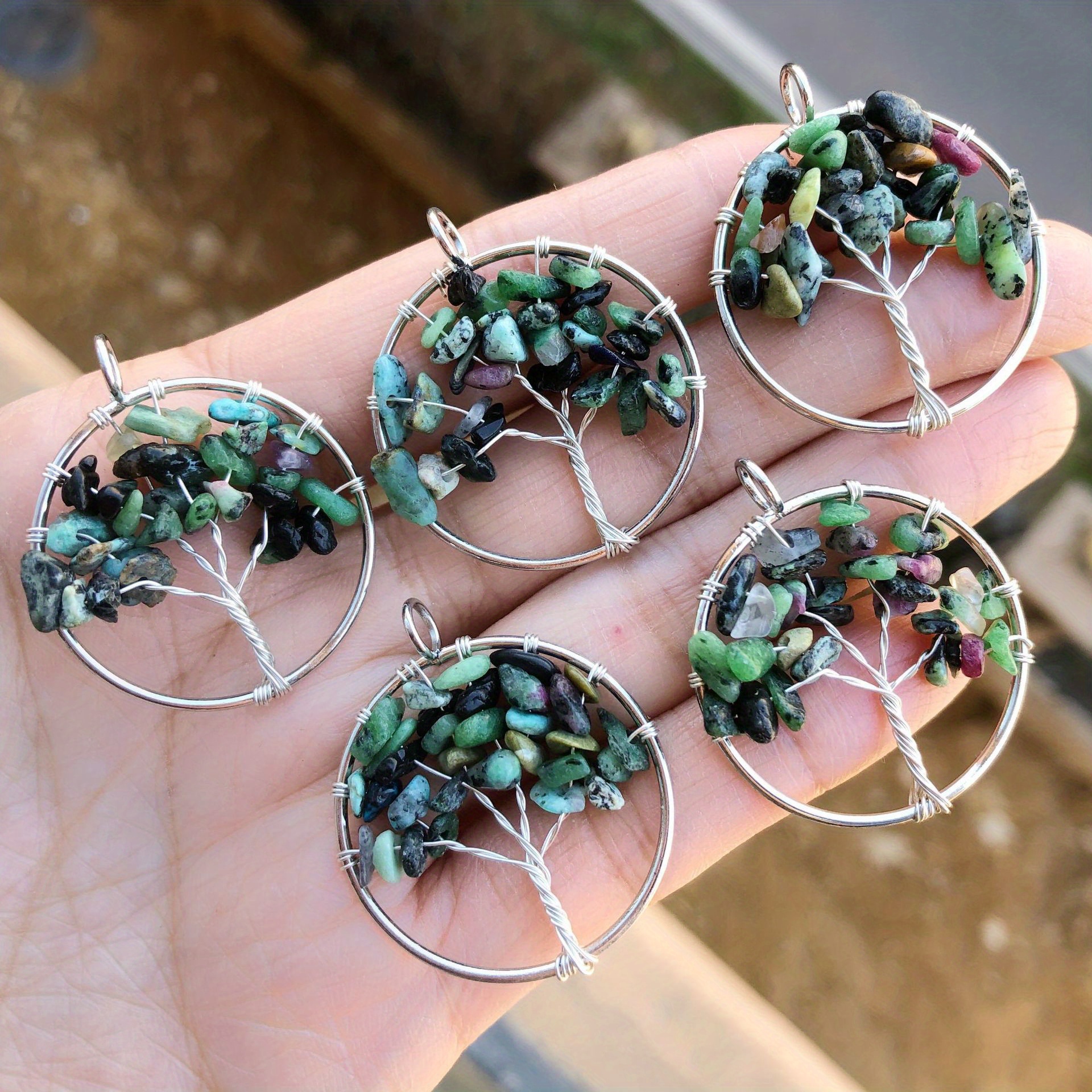 Colorful Wrap Iron Wire Life Tree Pendant Natural - Temu