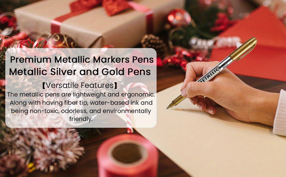 Premium Metallic Markers Pens - Silver and Gold Paint Pens for Black  Paper,Glass 
