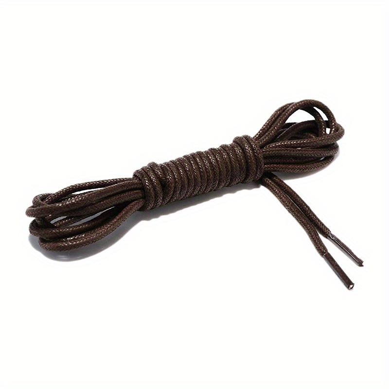 Cotton Waxed Shoelaces Round Oxford Shoe Laces Boots Laces Waterproof  Leather Hiking Non Slip Outdoor Climbing (Color : Brown, Length : 80cm)