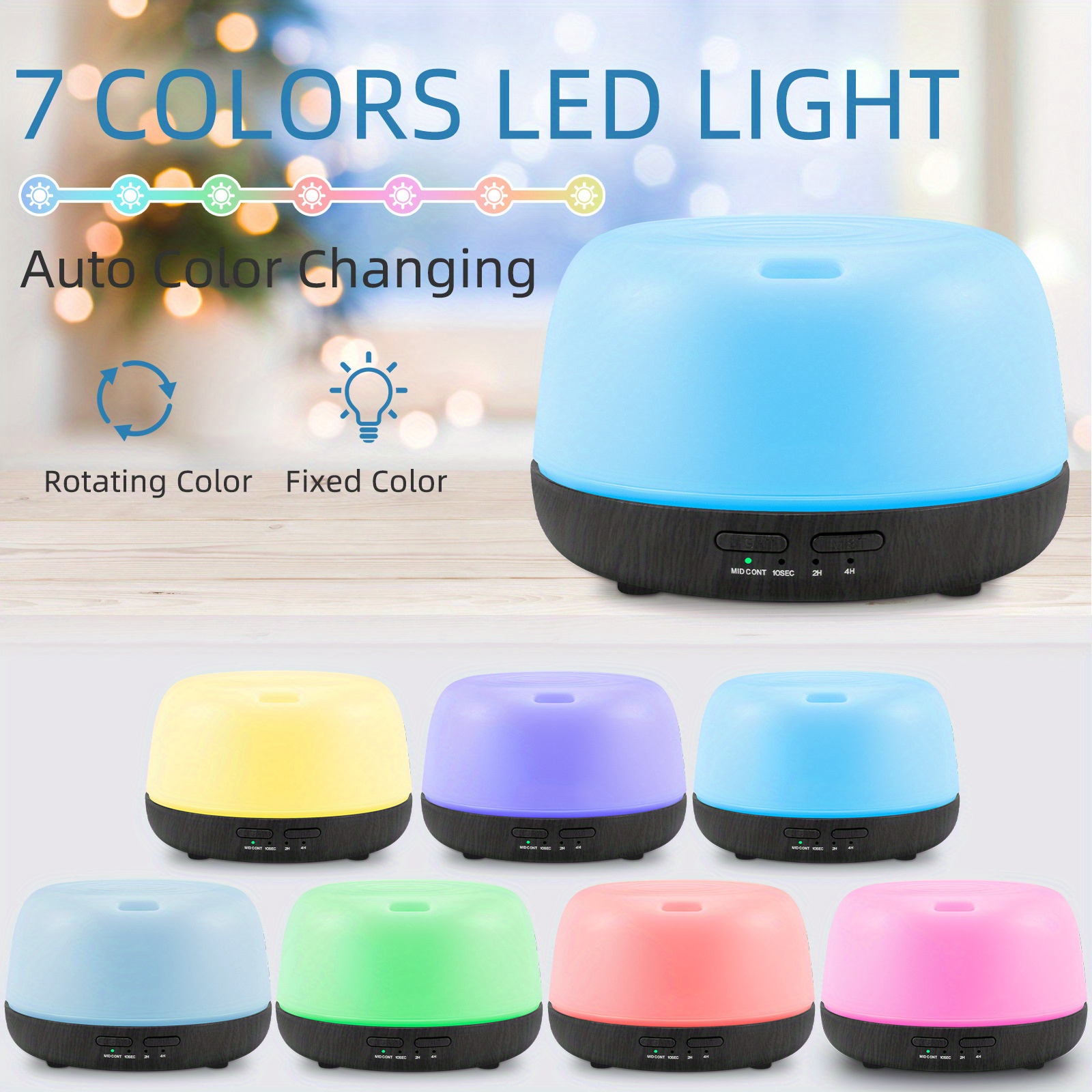1pc 300ml essential oil diffuser with usb c cable and remote control 7 led color changing light ultrasonic cool mist mini aromatherapy air humidifier for room home bedroom details 0