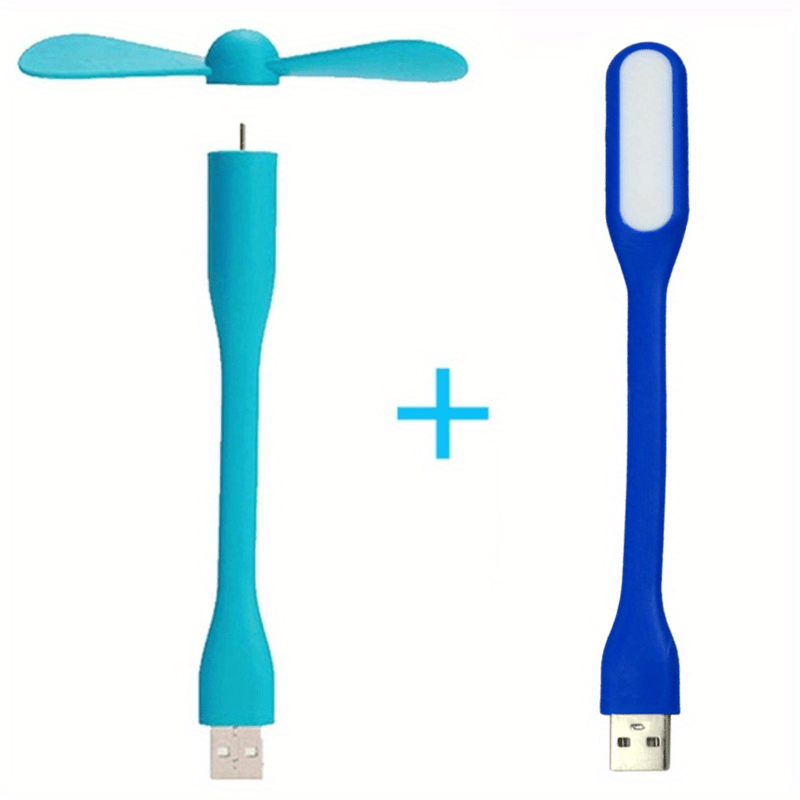 Blue Durable Adjustable Usb Gadget Mini Flexible Led Light Usb Fan