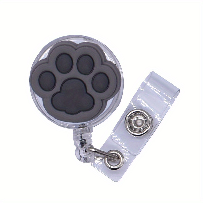 Retractable Cat Scan Badge Reel with Clip Funny Black Glitter Cat