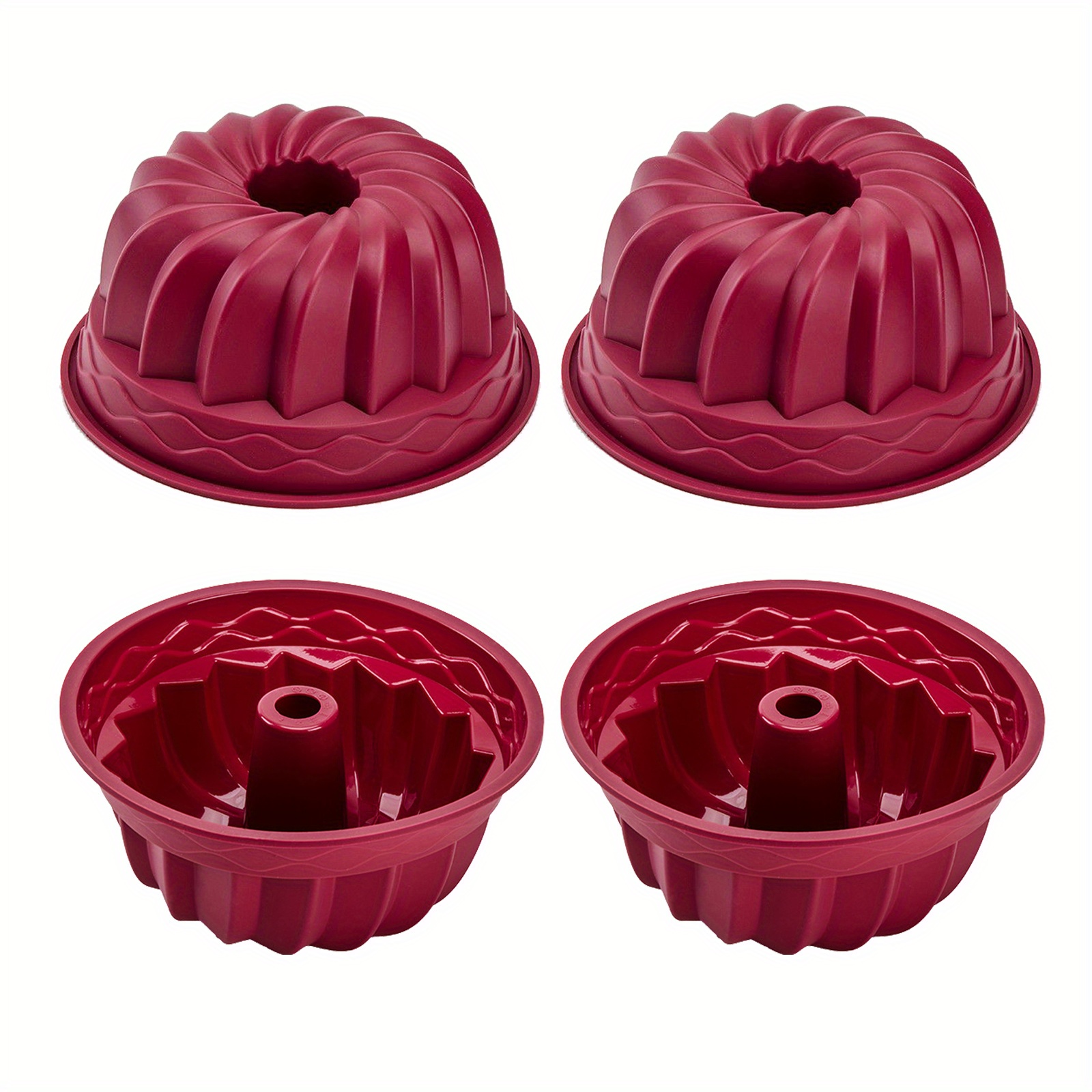 Silicone Bundt Pan, Non Stick Fluted Tube Cake Pan With Sturdy