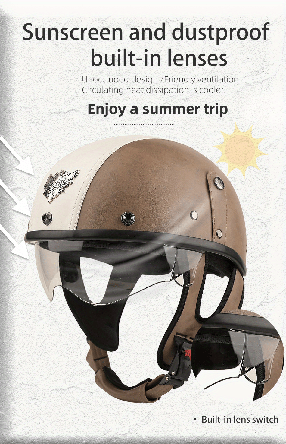 3c Certified Retro Cruise Motorcycle Helmet Motorcycle Electric Vehicle